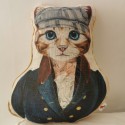 Coussin chat yeux bleus