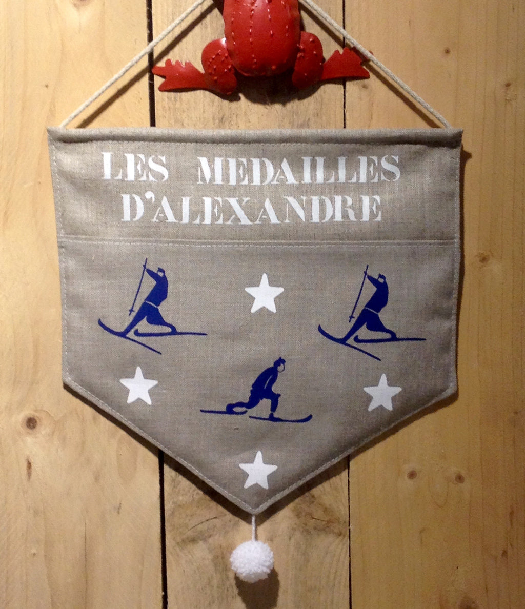 Blason porte-médailles personnalisable – Bleu