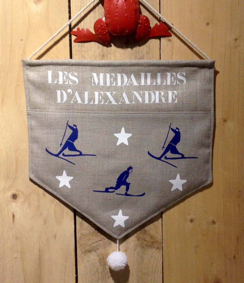 Blason porte-médailles personnalisable – Bleu